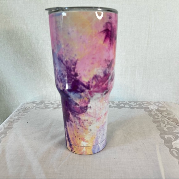 Built Insulated 30 Oz. Tumbler Sunset Sky With Sliding Lid No Straw Preowned EUC - Picture 1 of 13